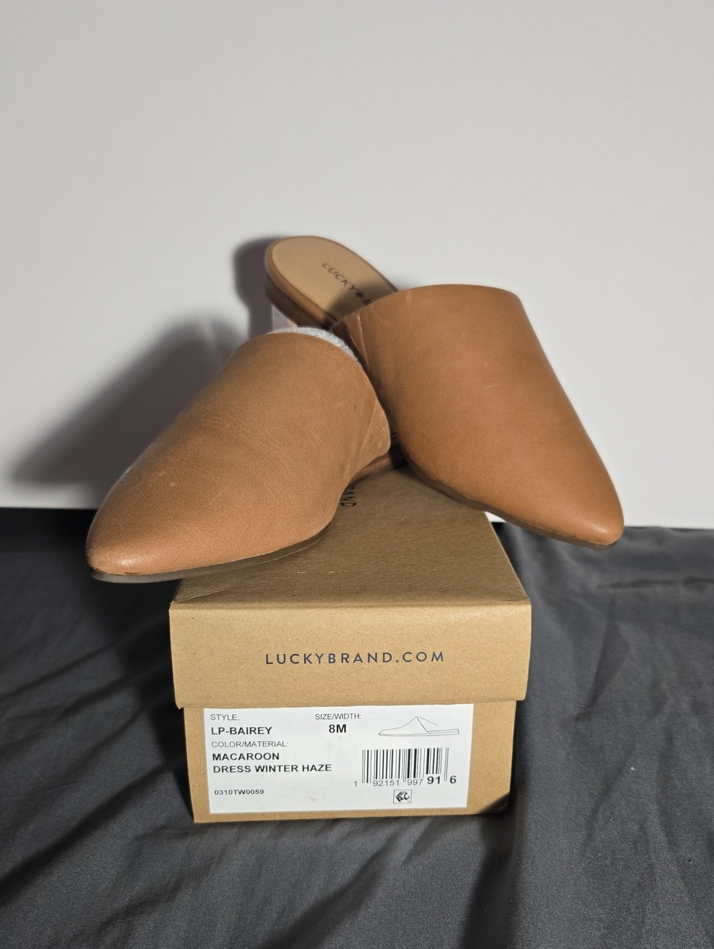Lucky Brand Macaroon Pointed Slip-On Mules in Tan
